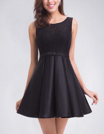 Sipmle A-Line Non Strapless Sleeveless Short Satin Homecoming/ Little Black Dress