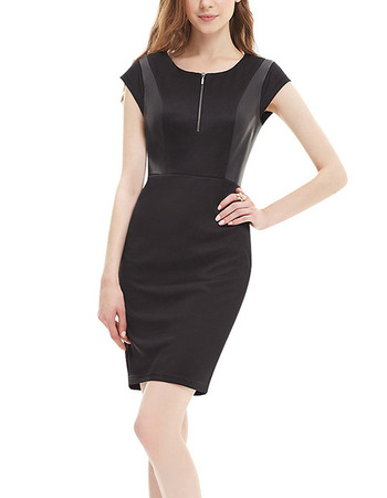 Inexpensive Column Short Sleeves Mini Homecoming/ Little Black Tight Dress