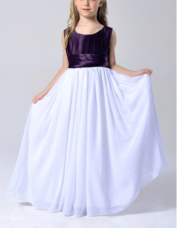 Affordable Beautiful Sleeveless Floor Length Chiffon Flower Girl Dress