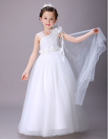 2018 New Beautiful Asymmetric Full Length Satin Flower Girl Dress - US ...