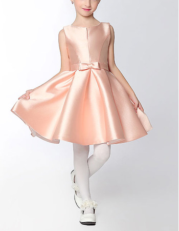 Custom Classy A-Line Sleeveless Mini/ Short Satin Flower Girl Dress