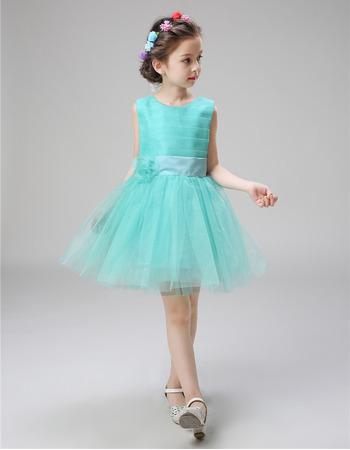 Inexpensive Pretty Sleeveless Mini/ Short Satin Organza Flower Girl Dress