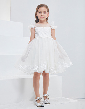 Kids Adorable Sleeveless Mini/ Short Organza Flower Girl Dress