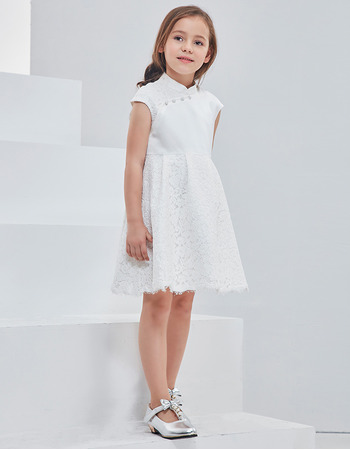 New Classy Mandarin Collar Mini/ Short Flower Girl Dress