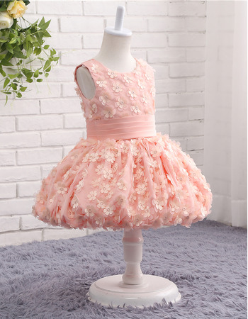 Discount Adorable Sleeveless Knee Length Infant Baby Girl Dresses with Applique