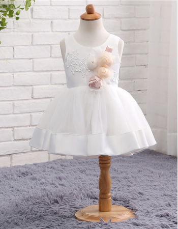 Pretty Infant Ball Gown Sleeveless Short Satin Flower Girl Dresses