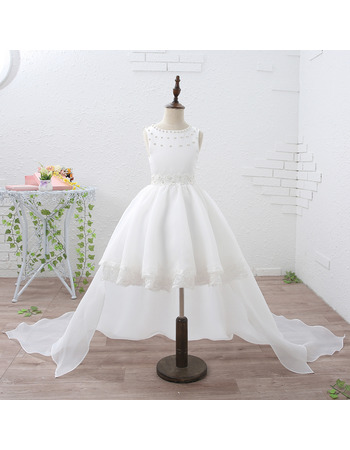 Adorable Stunning Ball Gown Short Flower Girl Dresses with Detachable Train