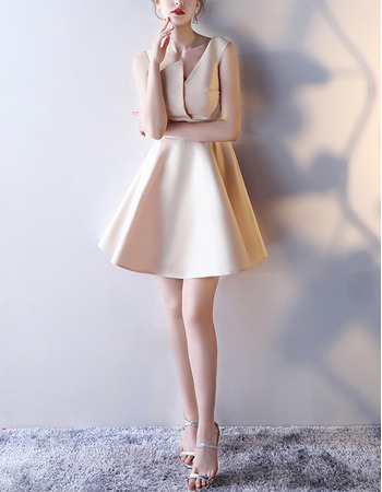 Modern A-Line Asymmetric Mini/ Short Satin Formal Cocktail Dress