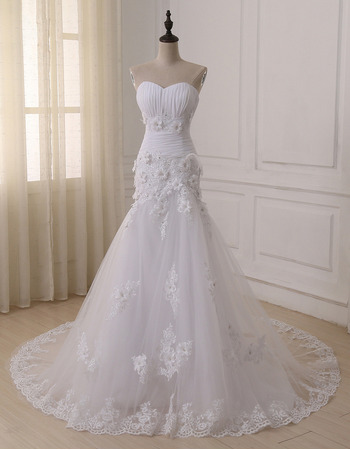 New Beautiful Trumpet Sweetheart Floor Length Applique Wedding Dress