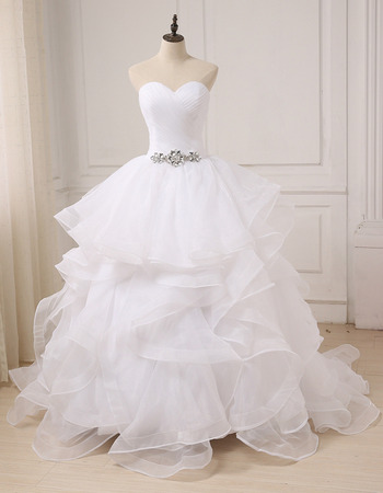 Style Luxury Sweetheart Long Organza Layered Skirt Wedding Dress