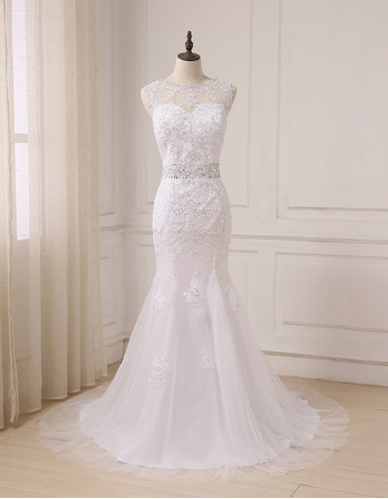 Stylish Classy Mermaid Floor Length Beading Wedding Dress with Bow