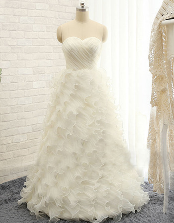 Stunning Sweetheart Floor Length Tulle Ruffle Skirt Wedding Dress