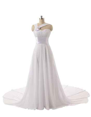 Elegant Sweetheart Long Chiffon Wedding Dress with Straps