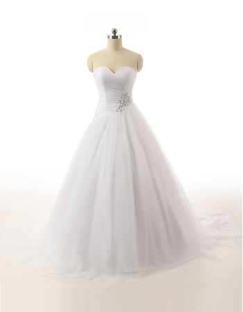 Classic Ball Gown Sweetheart Floor Length Satin Organza Wedding Dress