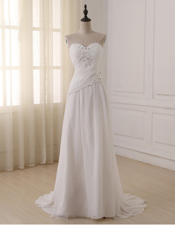 Elegant Sweetheart Sleeveless Sweep Train Chiffon Wedding Dress