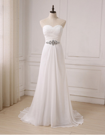 Modern Sweetheart Floor Length Chiffon Lace-Up Wedding Dress