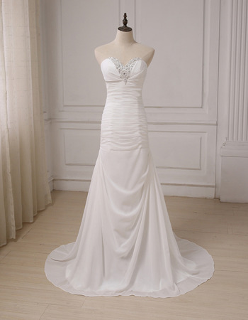 Elegant Sweetheart Sweep Train Chiffon Pleated Wedding Dress