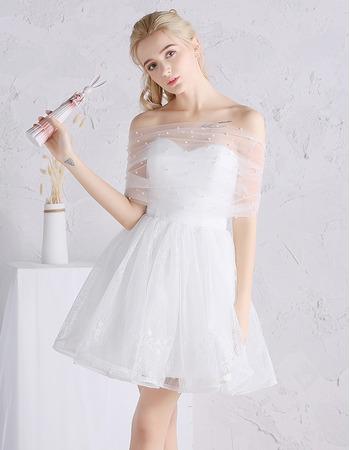 Designer Charming Off-the-shoulder Mini/ Short Tulle Wedding Dress