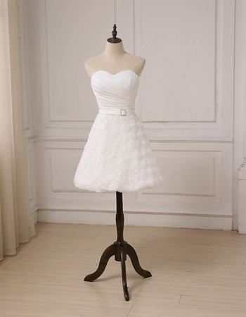 Charming Sweetheart Knee Length Floral Skirt Petite Wedding Dress