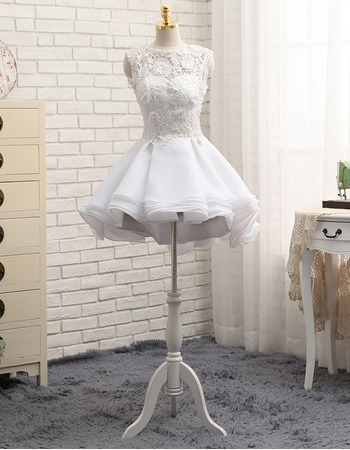 2022 Petite A-Line Sleeveless Mini/ Short Petite Organza Wedding Dress