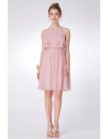 2022 Designer Summer Spaghetti Straps Mini/ Short Chiffon Bridesmaid Dress