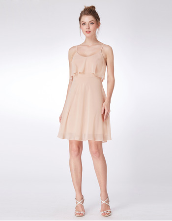 Empire Waist Spaghetti Straps Mini/ Short Chiffon Bridesmaid Dress