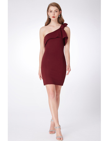 Chic Sheath One Shoulder Mini/ Short Satin Bridesmaid Dress