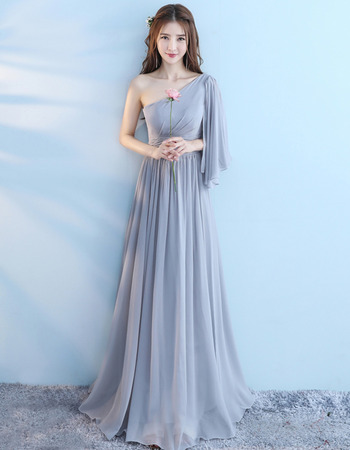 Amazing One Shoulder Floor Length Chiffon Bridesmaid Dress