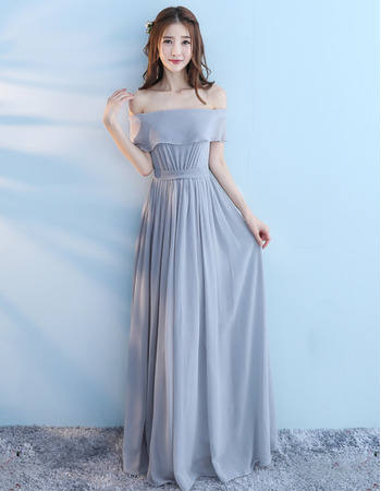 Women's Discount Off-the-shoulder Long Chiffon Bridesmaid Dress