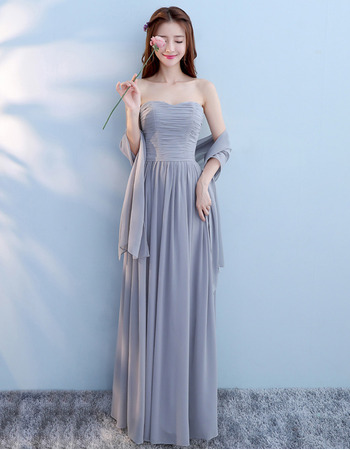 Custom Modern Strapless Floor Length Chiffon Lace-Up Bridesmaid Dress