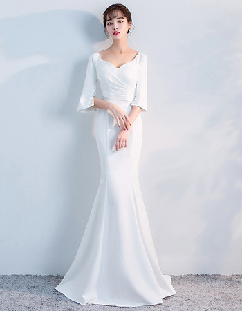 Elegant Mermaid Sweetheart Long Formal Evening Dress with Half Sleeves