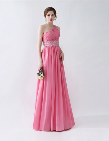 New Style One Shoulder Floor Length Chiffon Formal Evening Dress