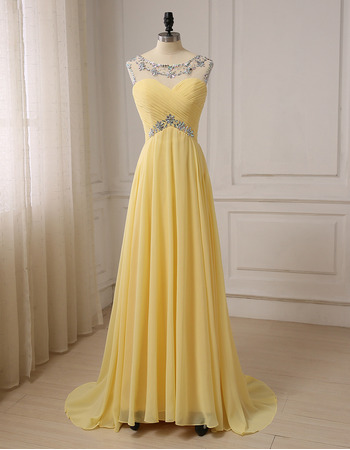 Custom A-Line Sleeveless Floor Length Chiffon Formal Evening Dress