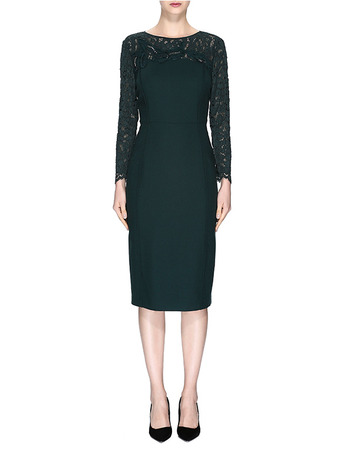 New Fashion Knee Length Bodycon Formal Mother Dress with Long Lace Sleeves