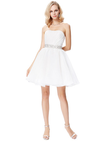 Simple A-Line Strapless Mini/ Short Homecoming/ Graduation Dress