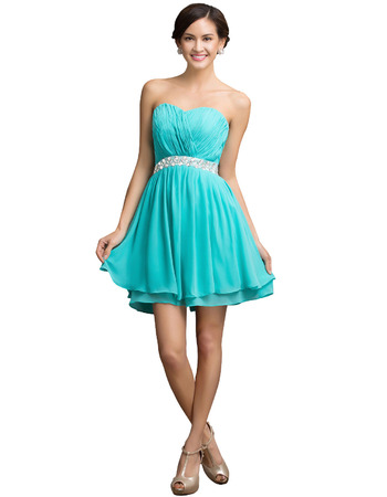 Girls Simple Sweetheart Mini/ Short Chiffon Homecoming/ Party Dress