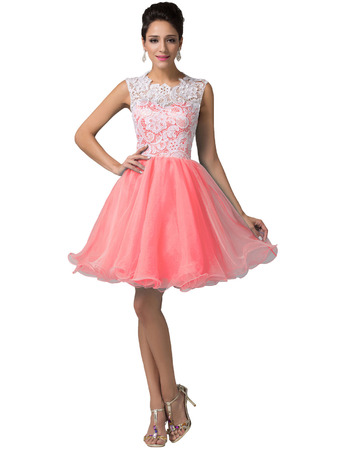 Girls Custom Mini/ Short Lace Taffeta Homecoming/ Birthday Party Dress