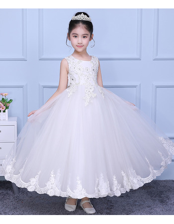 Inexpensive Amazing Ball Gown Ankle Length Organza Flower Girl Dress