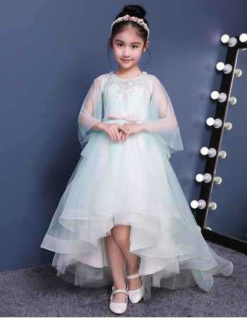 New Stunning High-Low Sweep Train Organza Flower Girl Dress