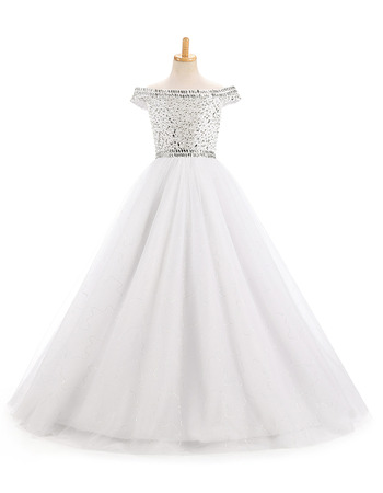 Lovley Off-the-shoulder Floor Length Flower Girl Dress for Wedding Party