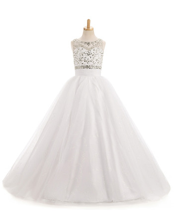 Stunning A-Line Sleeveless Floor Length Organza Flower Girl Dress