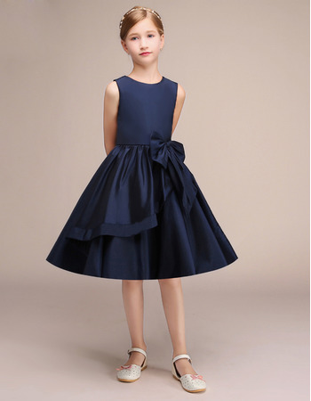 2022 New Style A-Line Knee Length Satin Junior Bridesmaid Dress