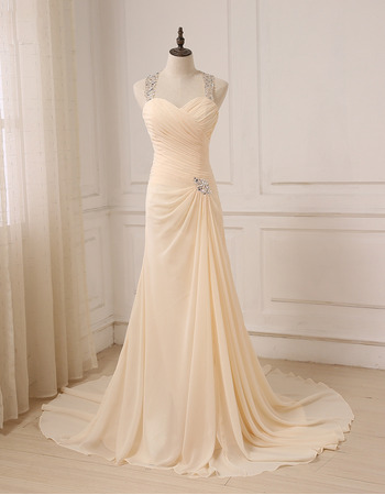 Discount Sweetheart Floor Length Chiffon Evening Dress with Straps