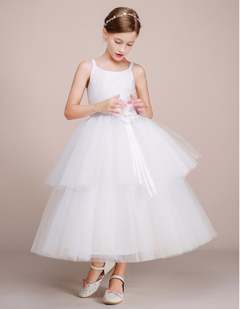 Amazing Ball Gown Sleeveless Tea Length Flower Girl Dress