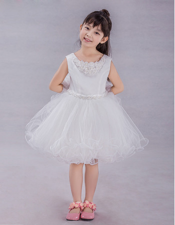 New Style A-Line Knee Length Satin Tulle Flower Girl Dress