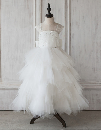 Amazing A-Line Floor Length Ruffle Skirt Flower Girl Dress