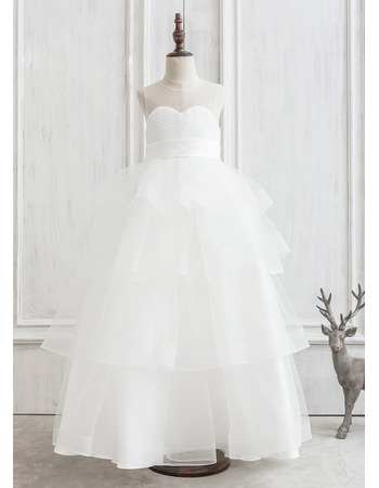 New Style Ball Gown Floor Length Organza Flower Girl Dress