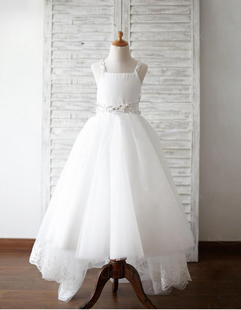 Pretty Straps Floor Length High-Low Organza Flower Girl Dress