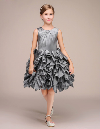 Custom Sleeveless Short Taffeta Ruffle Skirt Flower Girl Dress