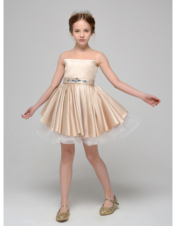 Inexpensive A-Line Mini/ Short Satin Tulle Flower Girl Dress